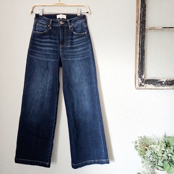Risen HR Dark Wash Classic Wide Leg Cropped Denim Jeans Office Various NEW - Picture 15 of 16